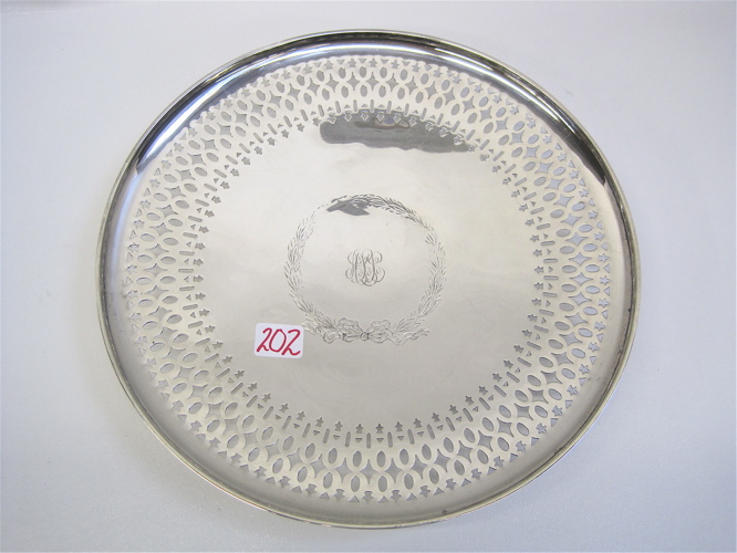 Appraisal: GORHAM STERLING SILVER ROUND PEDESTAL TRAY with pierced band Dimensions