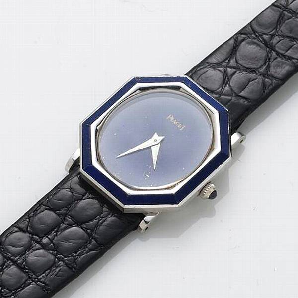 Appraisal: A Swiss ladies lapis lazuli and k white gold leather