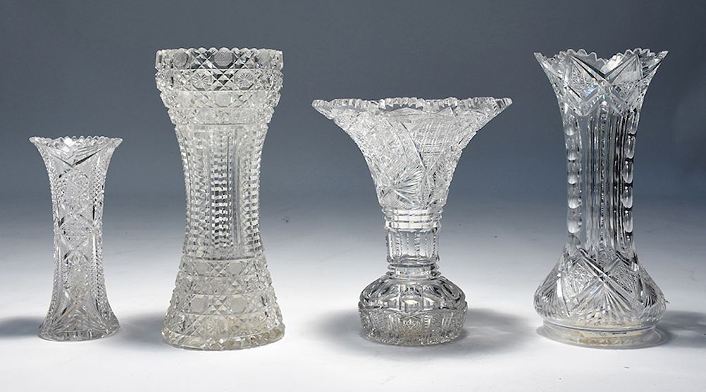 Appraisal: Four American brilliant period cut glass vases Four American brilliant