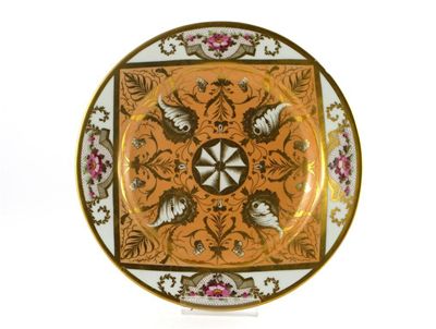 Appraisal: A Derby cabinet plate decorated with gilded geometric flowers and