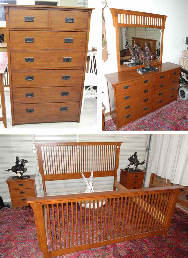 Appraisal: SIX-PIECE ARTS CRAFTS STYLE OAK BEDROOM FURNITURE SET recent the