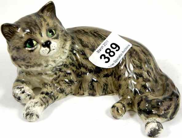 Appraisal: Beswick Persian Cat Lying Model in Grey Stripe