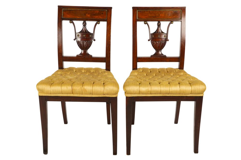 Appraisal: PAIR OF NEOCLASSICAL STYLE SIDE CHAIRSwith urn-form back splats and