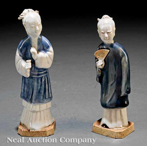 Appraisal: Two Chinese 'Geldermalsen' Type Blue White and Biscuit Glazed Female