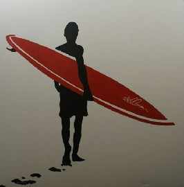 Appraisal: Andrew Wellman born The Red Surf Board acrylic on canvas