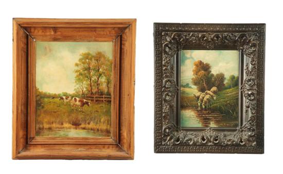 Appraisal: TWO PASTORAL SCENES AMERICAN SCHOOL LATE TH-EARLY TH CENTURY Oil