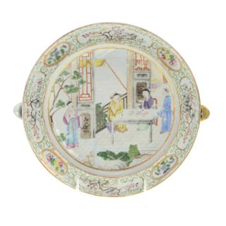 Appraisal: Chinese famille rose porcelain hot water dish Chinese famille rose