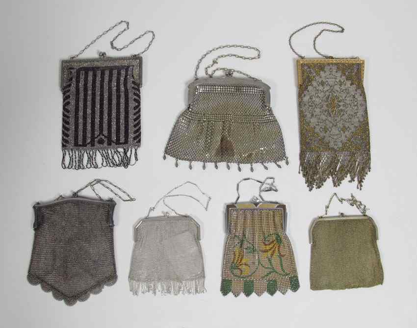 Appraisal: PC VINTAGE MESH AND BEADED PURSES To include Sterling mesh