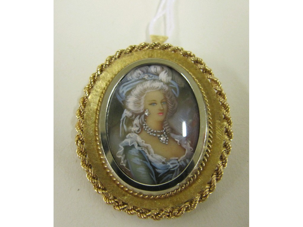 Appraisal: Eighteen carat gold mounted portrait brooch pendant