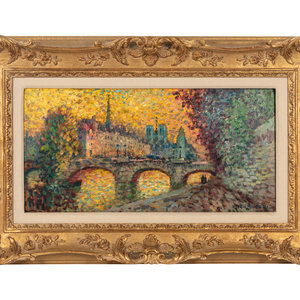 Appraisal: Merio Ameglio Italian - Le Pont Neuf oil on masonite