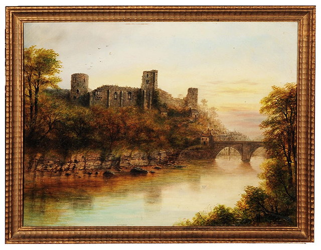 Appraisal: th Century English SchoolView of a ruined castle with a