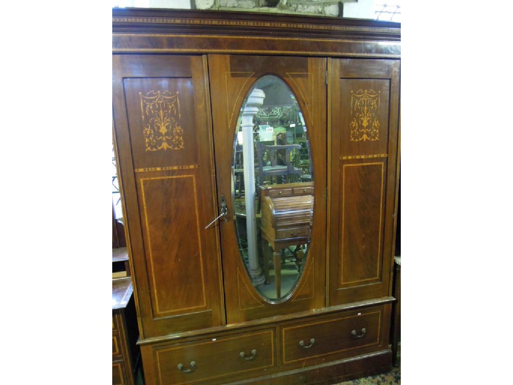 Appraisal: A matched suite of inlaid Edwardian mahogany bedroom furniture comprising