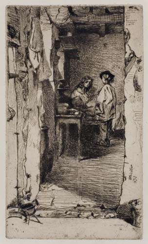 Appraisal: JAMES A M WHISTLER The Rag Gatherers Etching x mm