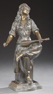 Appraisal: French School Art Nouveau Gypsy Mandolin Player French School Art