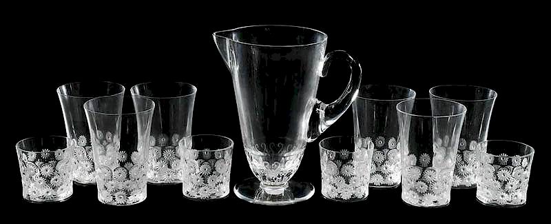 Appraisal: Eleven Lalique Napsbury Glasses Treves Pitcher all engraved Lalique France