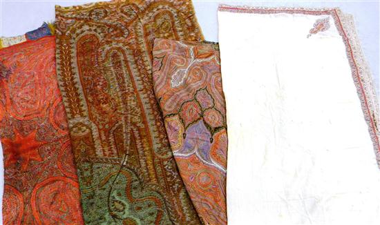 Appraisal: Four paisley shawls fragment three hand woven one machine made