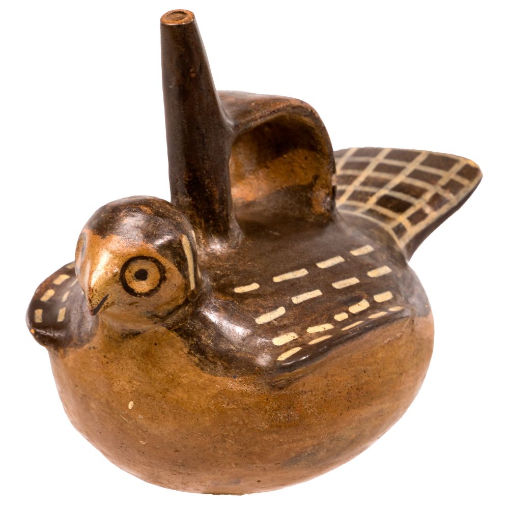 Appraisal: SOUTH AMERICAN PERUVIAN PRE-COLUMBIAN STYLE STIRRUP EFFIGY BOTTLEHaving flared wings