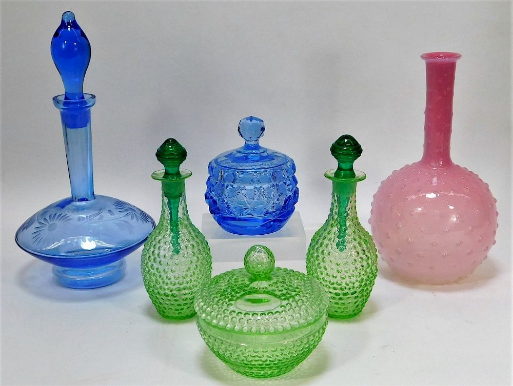 Appraisal: Attr Palda Bohemian Art Glass Table Accessories Bohemia th Century