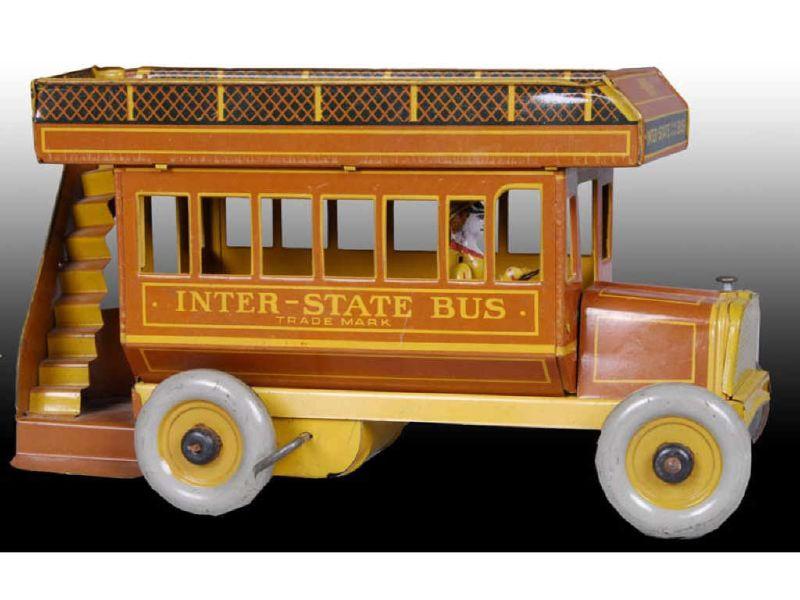 Appraisal: Tin Wind-Up Strauss Inter-State Bus Toy Description '' L Working