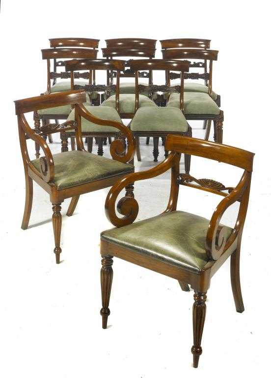 Appraisal: TWO SETS OF FOUR GEORGE IV GRAINED ROSEWOOD DINING CHAIRS