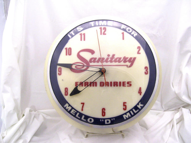 Appraisal: Sanitary Farm Dairies Bubble Face Clock Plastic edge with a