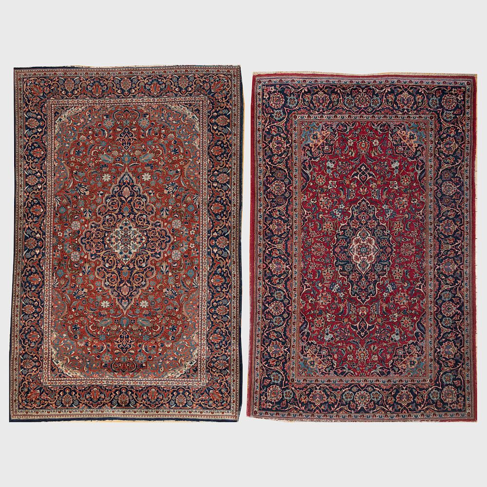 Appraisal: Two Kashan Rugs ft in x ft in and ft