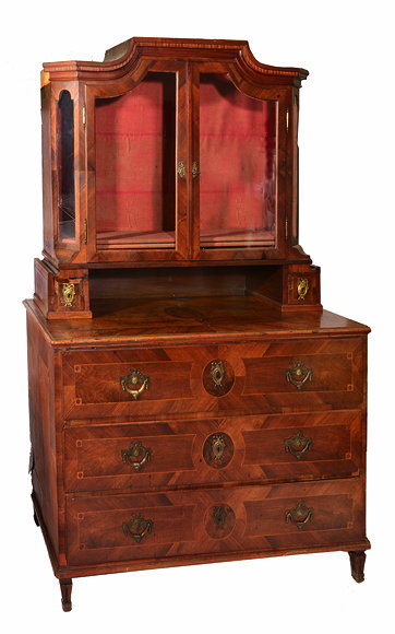 Appraisal: A TH CENTURY AUSTRIAN WALNUT AND CROSSBANDED COMMODE CABINET the