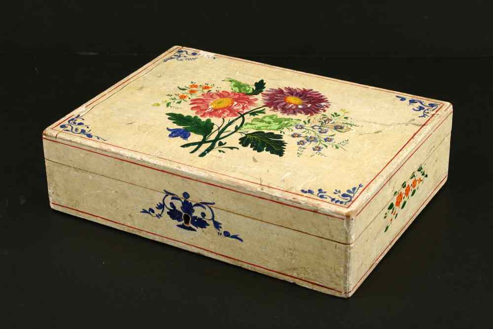 Appraisal: BOX - White Painted and Floral Decorated Schoolgirl Box inscribed