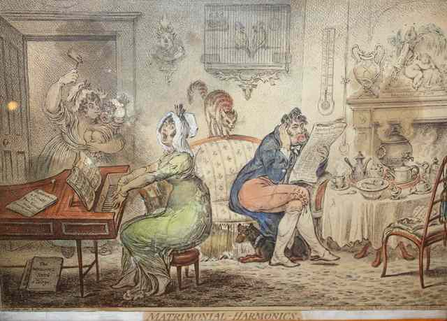 Appraisal: JAMES GILLRAY'Matrimonial Harmonics' etching hand-coloured x