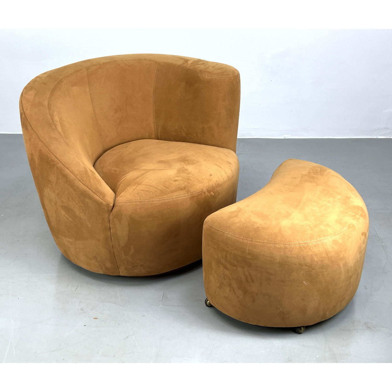 Appraisal: Vladimir Kagan Style Chair and ottoman Swivel style Dimensions H