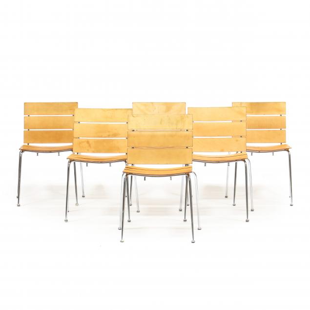 Appraisal: GIANCARLO VEGNI ITALY B SET OF SIX STRIPE LEATHER DINING