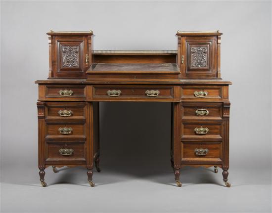 Appraisal: An English Mahogany Pedestal Desk Hobbs Co Height x width