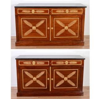 Appraisal: Pair Empire style bronze mounted mahogany cabinets th th c