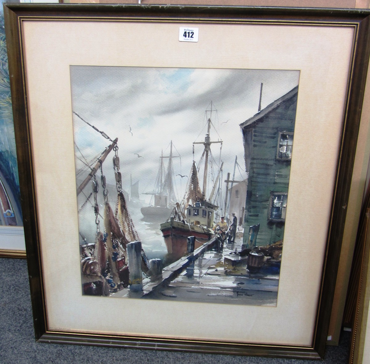 Appraisal: John Hare th century Dockside scene watercolour signed cm x