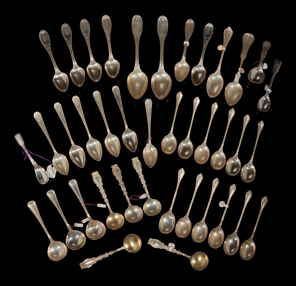 Appraisal: Assorted Silver Spoons Assorted silver spoons comprising thirty one sterling