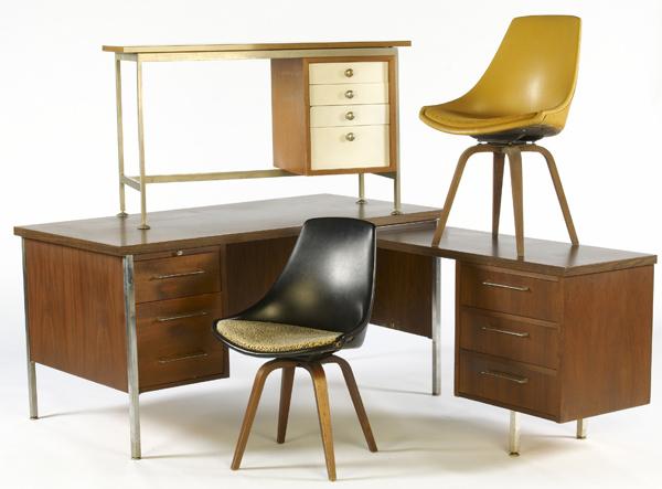 Appraisal: MODERN OFFICE Furniture including a Sofco desk two Saarinen-style swivel