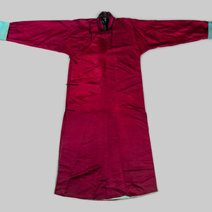 Appraisal: A Chinese Maroon Ground Woven Silk Robe LATE QING DYNASTY