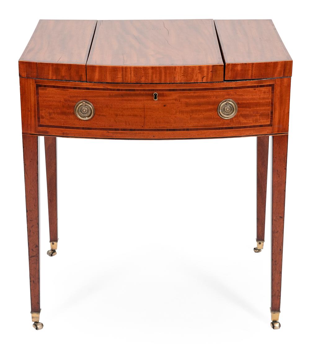 Appraisal: HEPPLEWHITE BOWFRONT BEAU BRUMMELL DRESSING TABLE LATE TH CENTURY HEIGHT