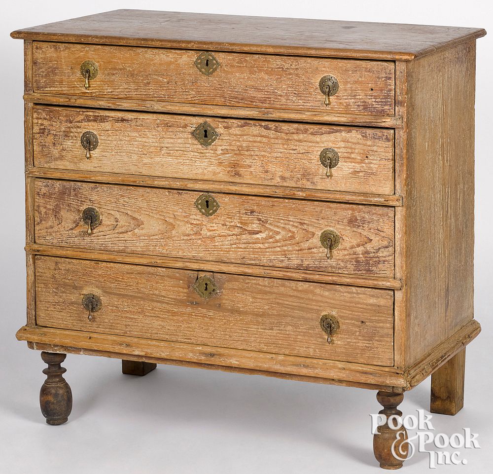 Appraisal: New England William and Mary painted pine chest New England