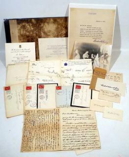 Appraisal: Pcs Presidential Correspondence ANTIQUE POLITICAL EPHEMERA Wedding Invitation Roosevelt Wilson