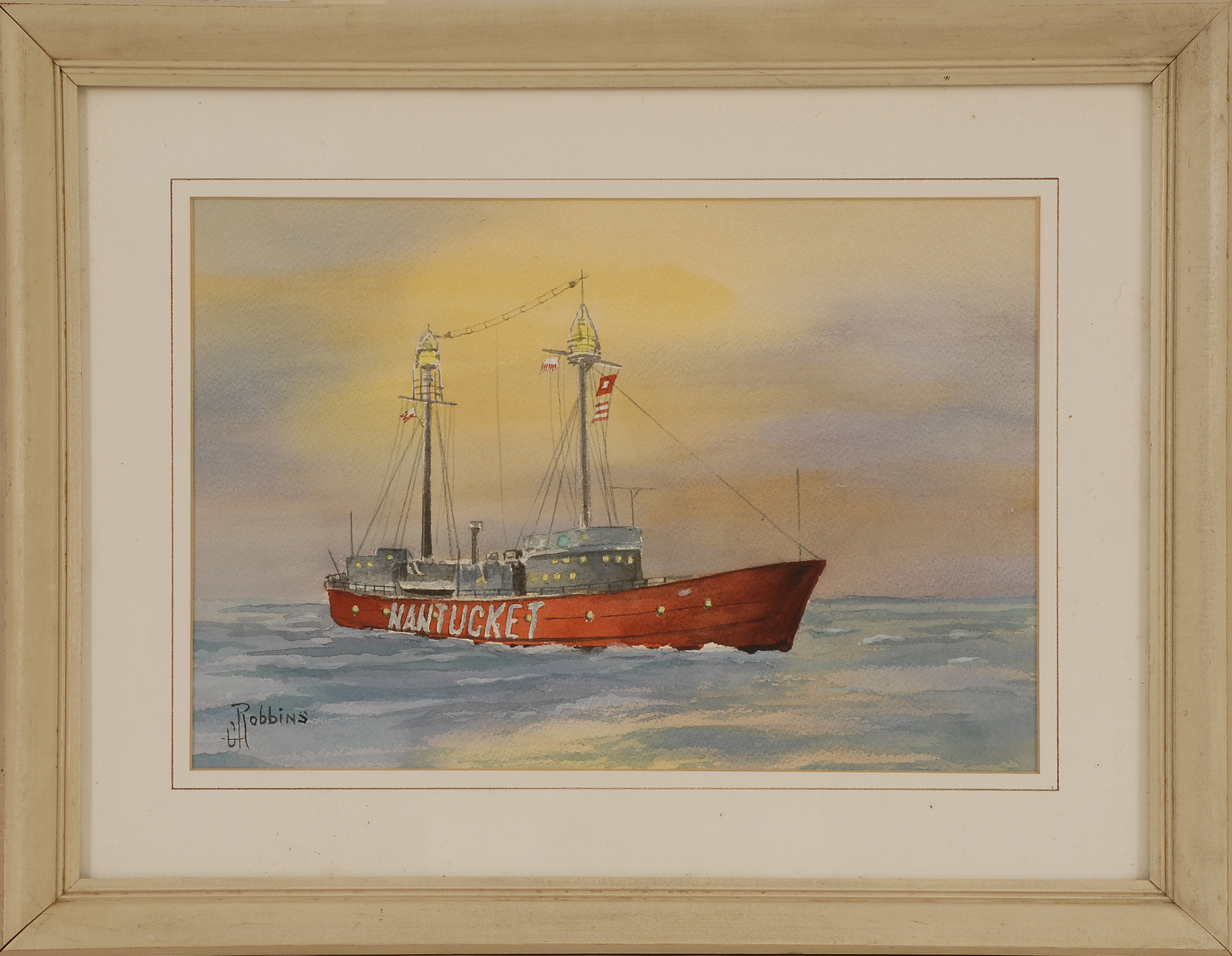 Appraisal: FRAMED WATERCOLOR th CenturyBy George A Robbins Depicts the Nantucket