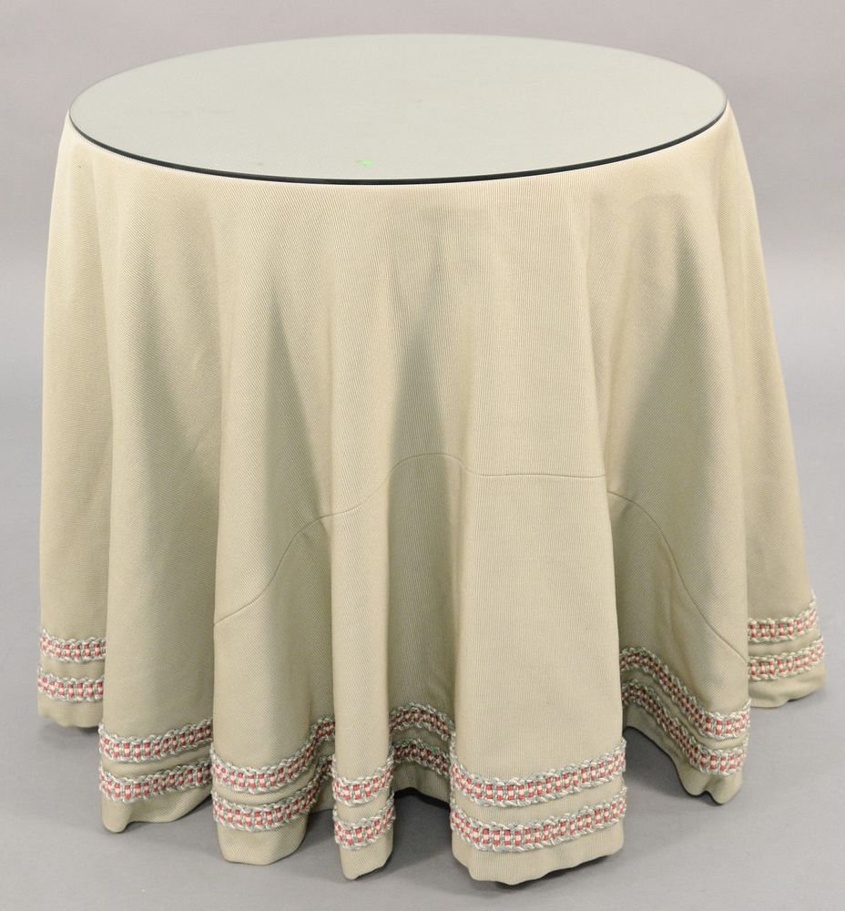 Appraisal: Pair of round tables with custom cloth tops ht in