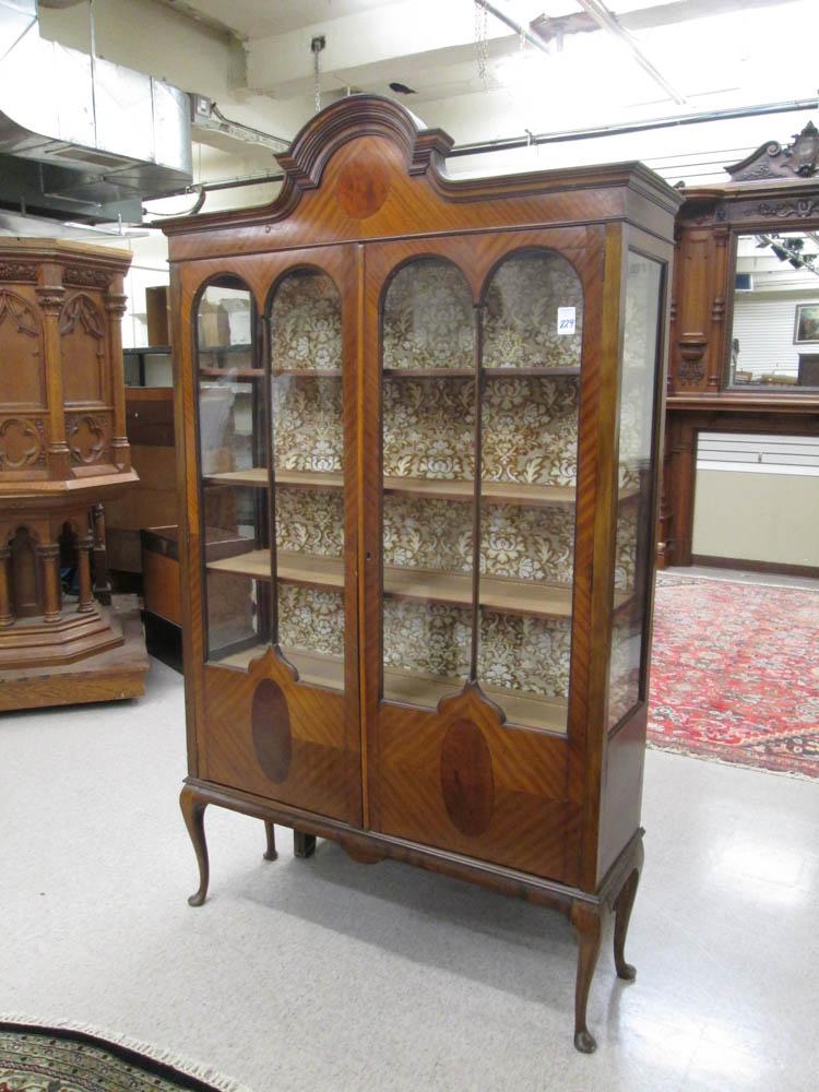 Appraisal: MAHOGANY QUEEN ANNE REVIVAL CHINA CABINET William Neal Son Bridlington