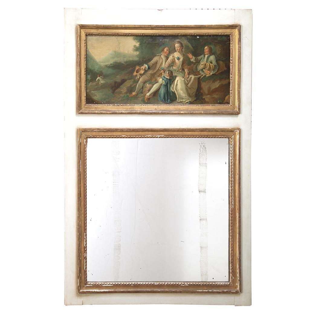 Appraisal: Louis XVI Style Painted and Parcel Gilt Trumeau The rectangular