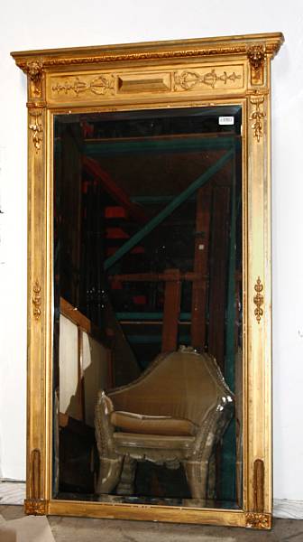 Appraisal: A Neoclassical style giltwood mirror late th century height ft