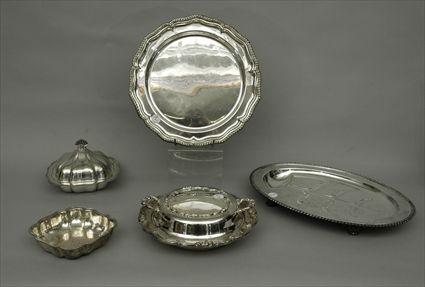 Appraisal: Two Silver-Plated Covered Dishes together with an Open Dish and