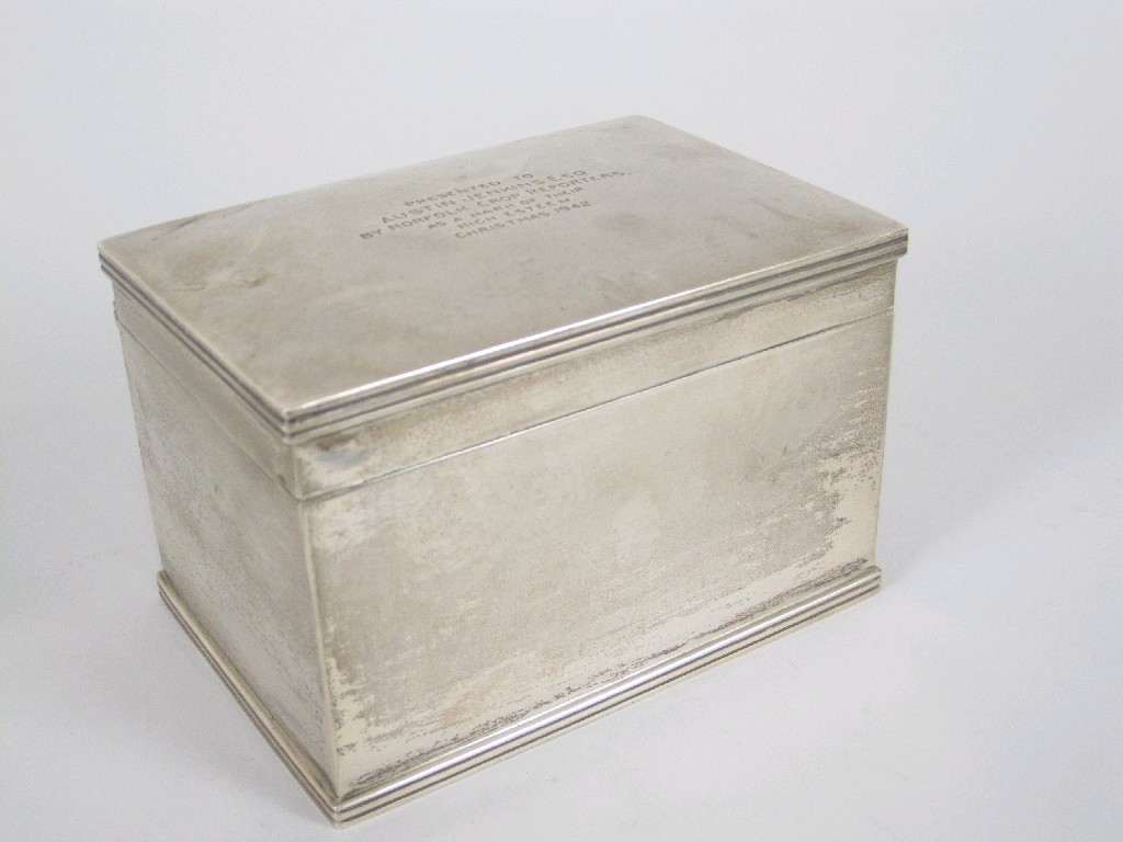 Appraisal: An Edward VII oblong Cigarette Box with hinged lid having