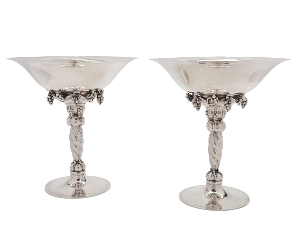 Appraisal: Pair of Georg Jensen Silver Tazzas no A Denmark height