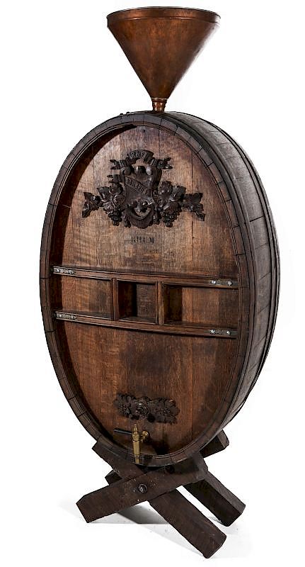 Appraisal: A LARGE TH CENTURY OVAL OAK COGNAC CASK ON STAND