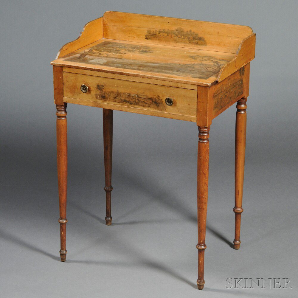 Appraisal: Federal Birch Academy-decorated Dressing Table New England early th century